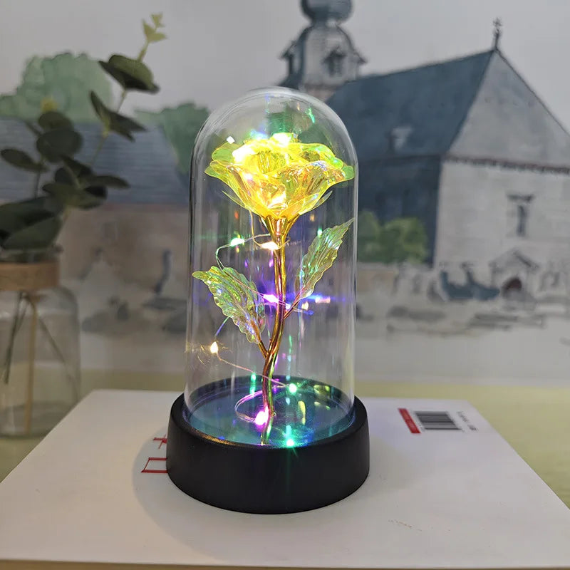 Eternal rose lamp with LED lights