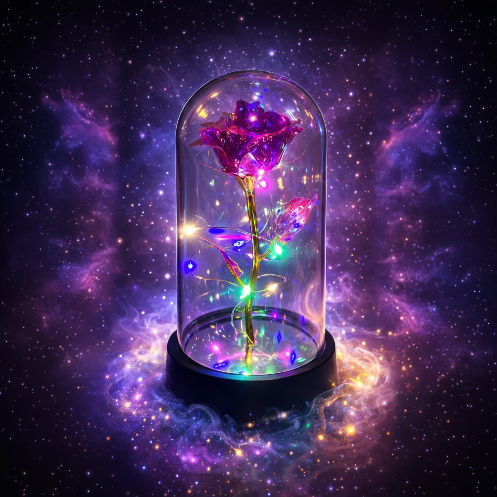 Eternal rose lamp with LED lights