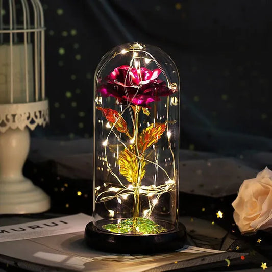 Eternal rose lamp with LED lights
