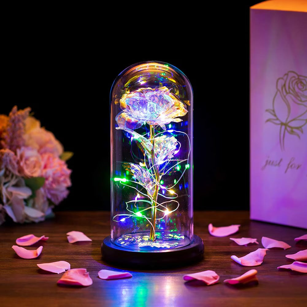 Eternal rose lamp with LED lights