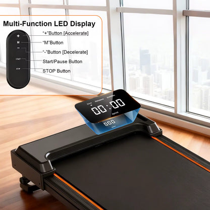 Walking pad treadmill with LED screen and remote control