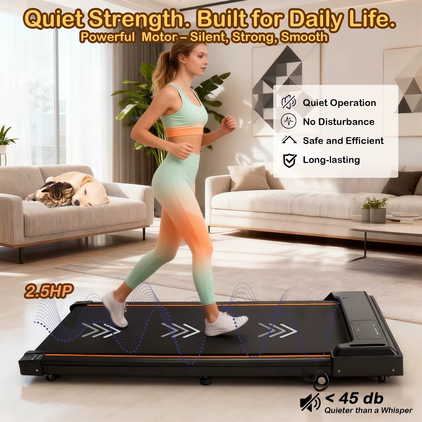 Walking pad treadmill with LED screen and remote control
