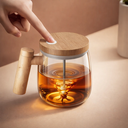 Electric self stirring glass coffee mug