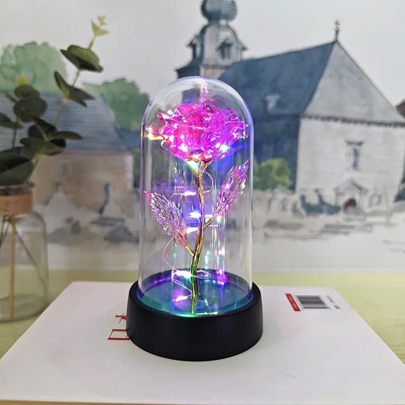Eternal rose lamp with LED lights home