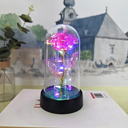 Eternal rose lamp with LED lights home
