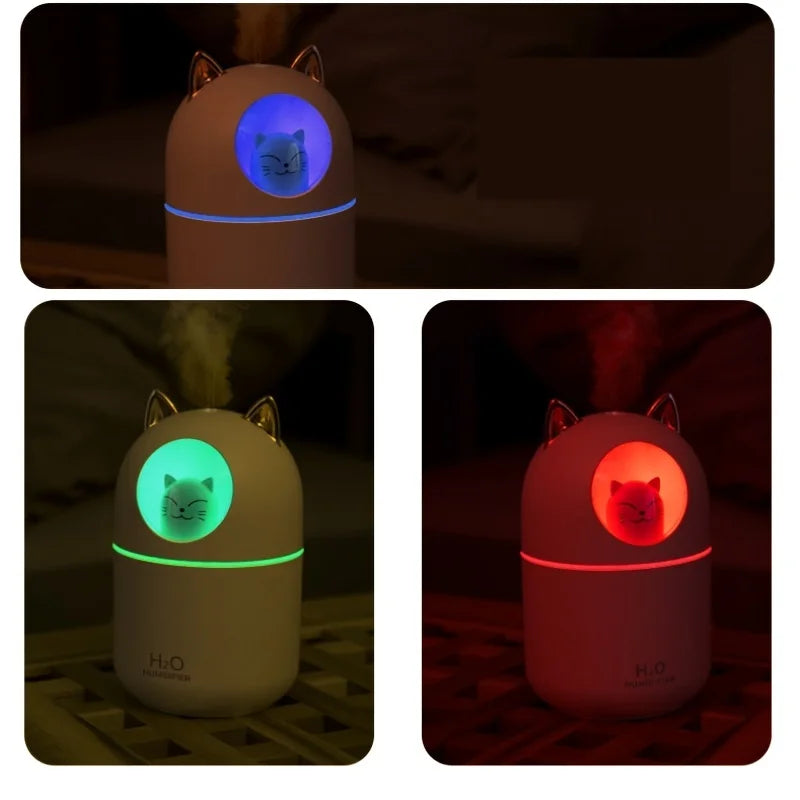 Cute animal USB mini humidifier with night light