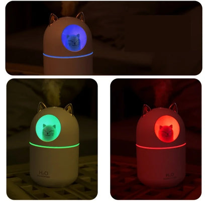 Cute animal USB mini humidifier with night light