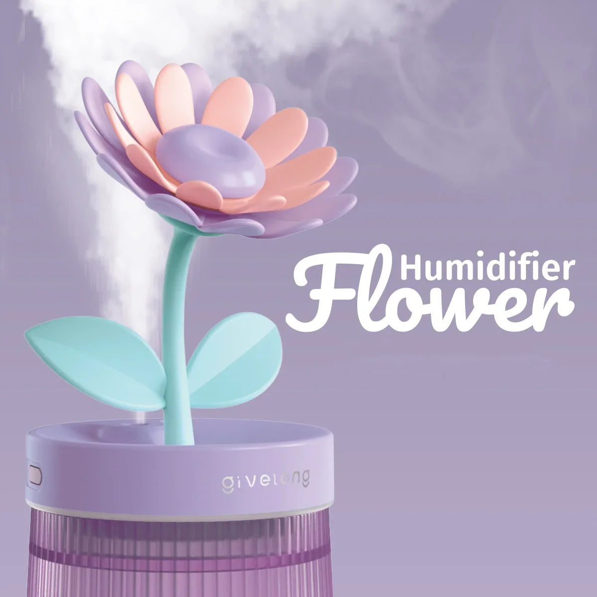 Colorful flower ultrasonic humidifier with LED light