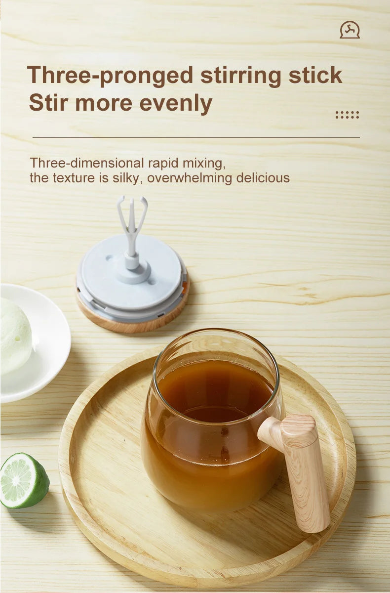 Electric self stirring glass coffee mug