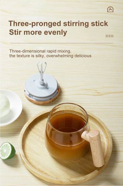 Electric self stirring glass coffee mug