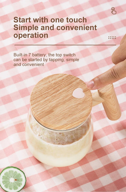 Electric self stirring glass coffee mug