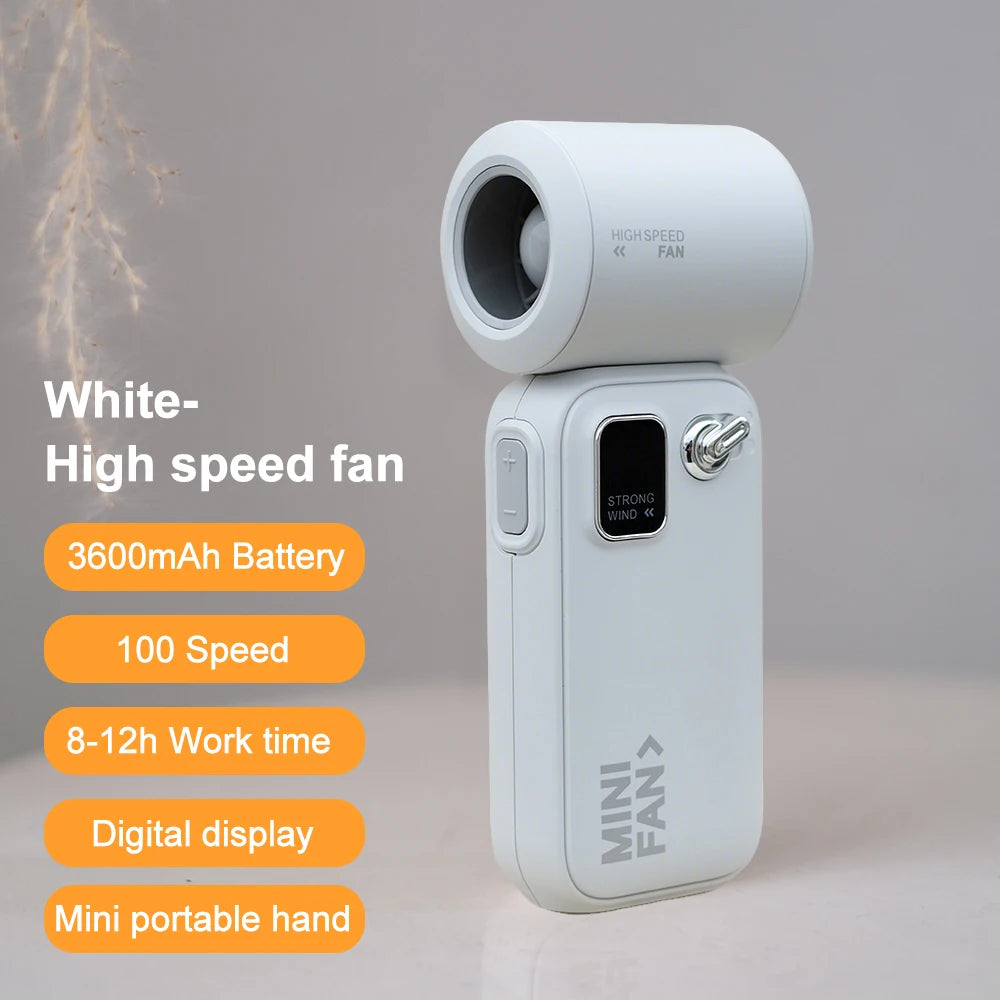 Mini Handheld Turbo Cooling Fan High-speed Cold Air SB Rechargeable Cold Compress Fan Foldable Portables Desktop Fan