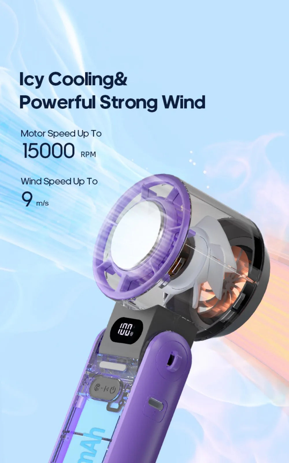 Mini Handheld Turbo Cooling Fan High-speed Cold Air SB Rechargeable Cold Compress Fan Foldable Portables Desktop Fan