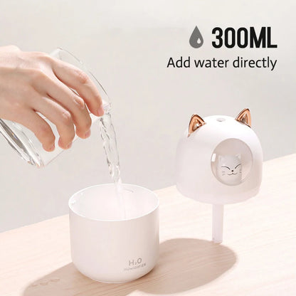 Cute animal USB mini humidifier with night light