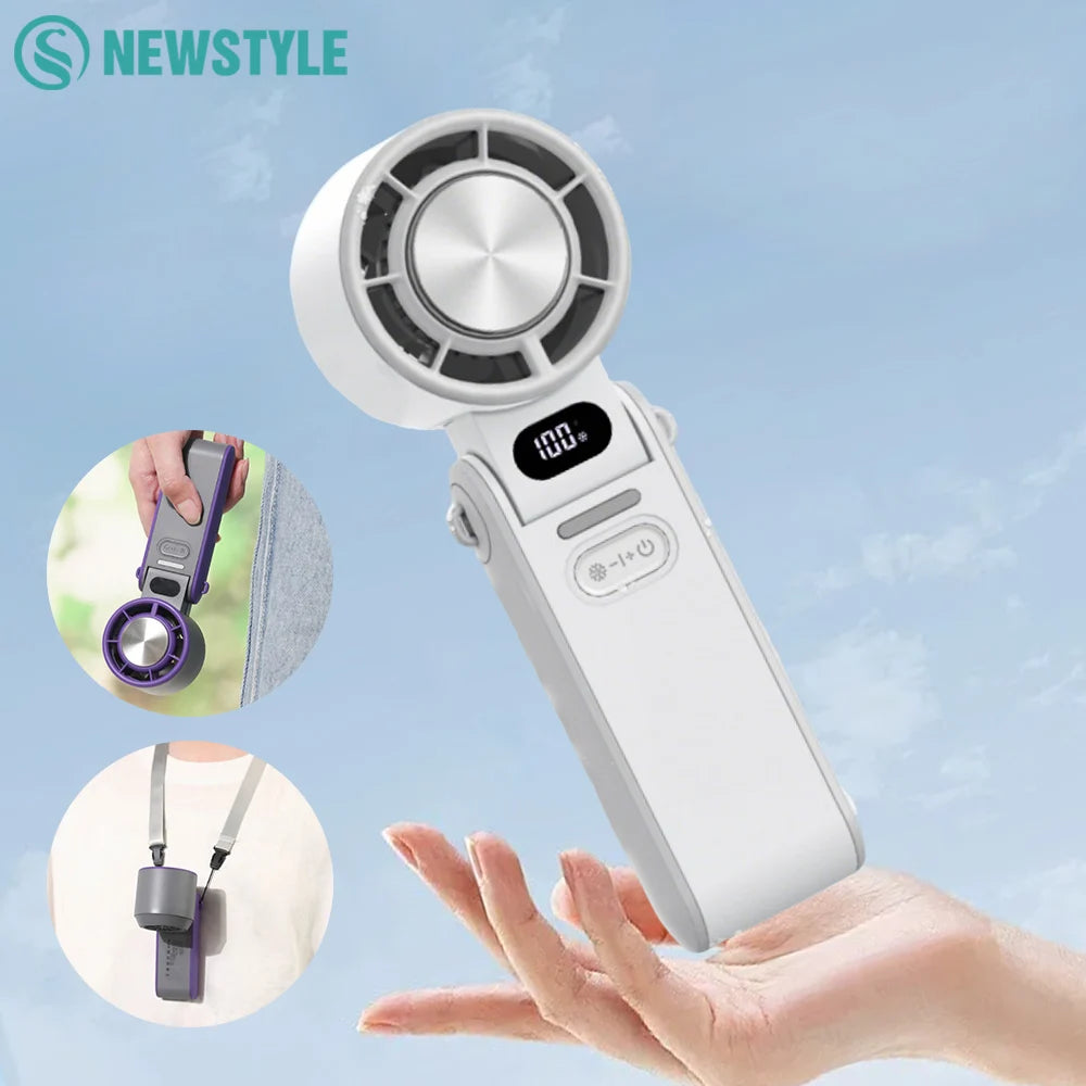 Mini Handheld Turbo Cooling Fan High-speed Cold Air SB Rechargeable Cold Compress Fan Foldable Portables Desktop Fan