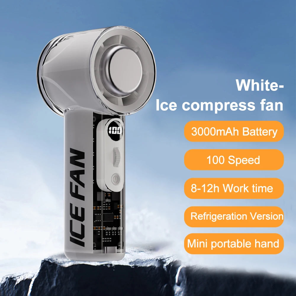 Mini Handheld Turbo Cooling Fan High-speed Cold Air SB Rechargeable Cold Compress Fan Foldable Portables Desktop Fan