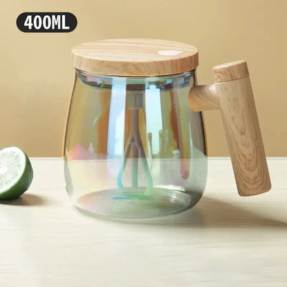 Electric self stirring glass coffee mug