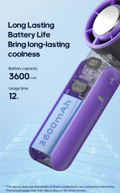 Mini Handheld Turbo Cooling Fan High-speed Cold Air SB Rechargeable Cold Compress Fan Foldable Portables Desktop Fan