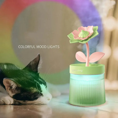 Colorful flower ultrasonic humidifier with LED light