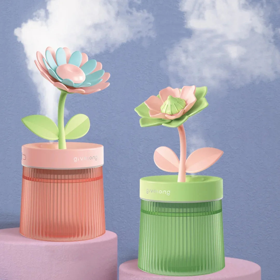 Colorful flower ultrasonic humidifier with LED light