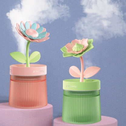 Colorful flower ultrasonic humidifier with LED light