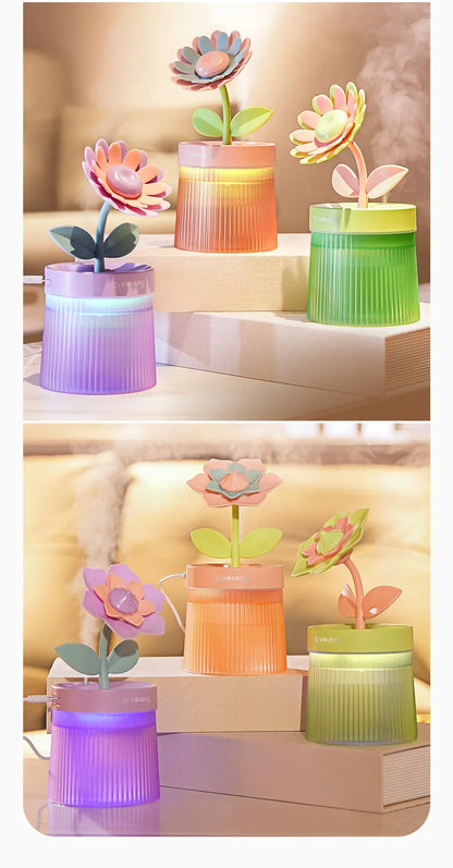 Colorful flower ultrasonic humidifier with LED light