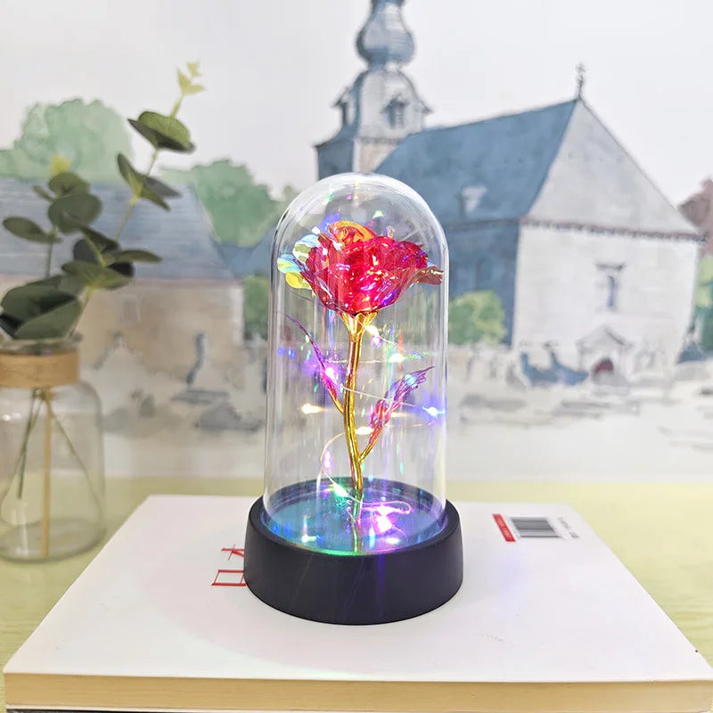 Eternal rose lamp with LED lights home