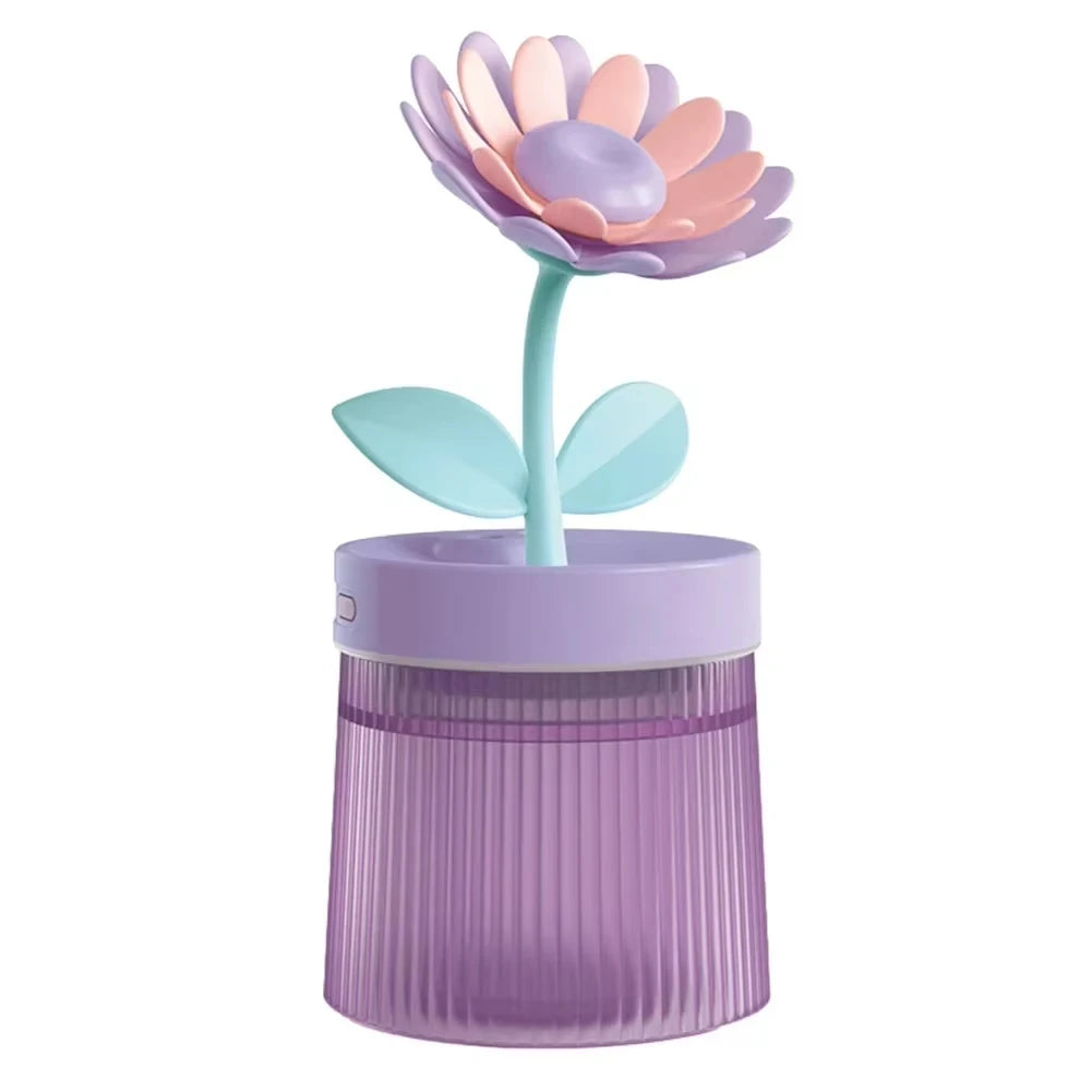 Colorful flower ultrasonic humidifier with LED light