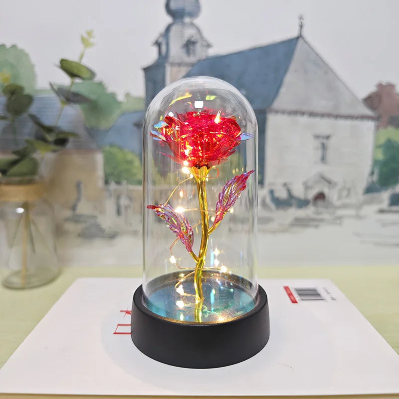 Eternal rose lamp with LED lights home