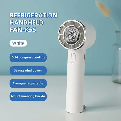 Mini Handheld Turbo Cooling Fan High-speed Cold Air SB Rechargeable Cold Compress Fan Foldable Portables Desktop Fan
