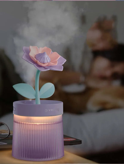 Colorful flower ultrasonic humidifier with LED light