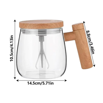 Electric self stirring glass coffee mug