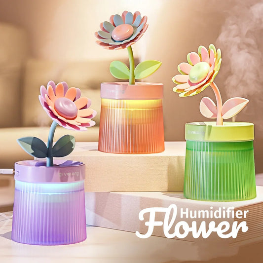 Colorful flower ultrasonic humidifier with LED light