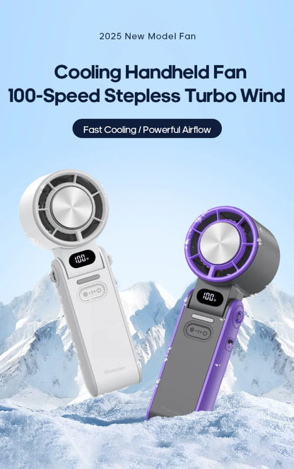 Mini Handheld Turbo Cooling Fan High-speed Cold Air SB Rechargeable Cold Compress Fan Foldable Portables Desktop Fan