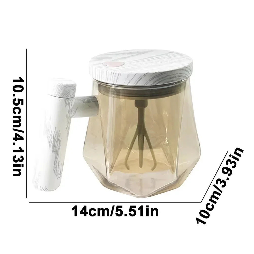 Electric self stirring glass coffee mug