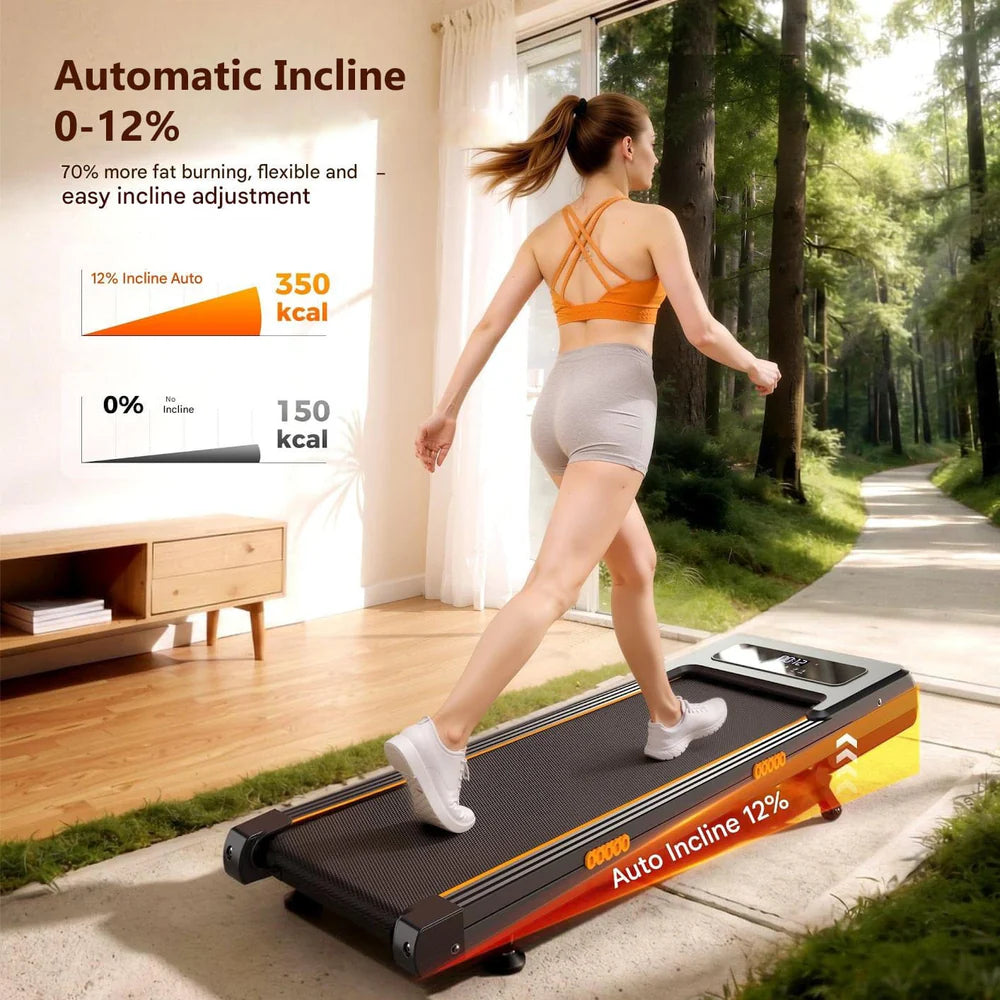 Walking pad treadmill with 12% incline and LED display