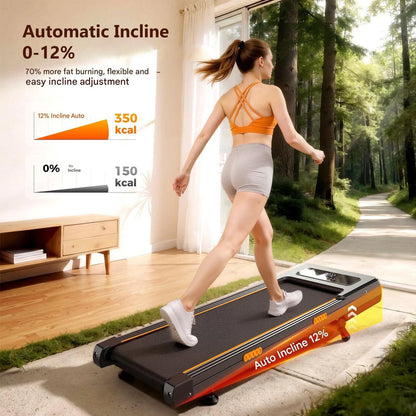 Walking pad treadmill with 12% incline and LED display